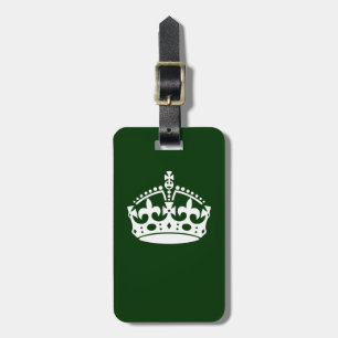 KEEP CALM CROWN Symbol on Green Decor Luggage Tag