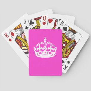 KEEP CALM CROWN Symbol on Hot Pink Customise This Playing Cards