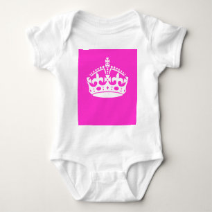 KEEP CALM CROWN Symbol on Hot Pink Decor Baby Bodysuit