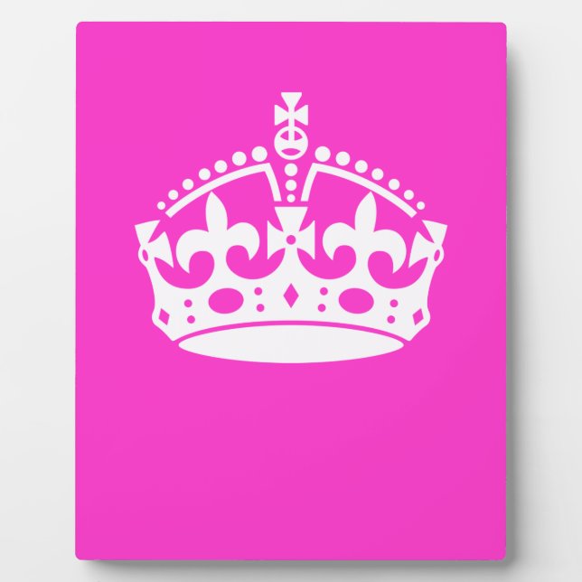 KEEP CALM CROWN Symbol on Hot Pink Decor Plaque (Front)