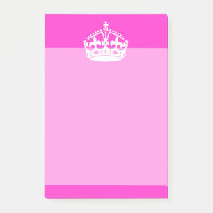 KEEP CALM CROWN Symbol on Hot Pink Decor Post-it Notes