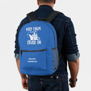 Keep Calm & Cruise On Custom Name & Color Printed Backpack