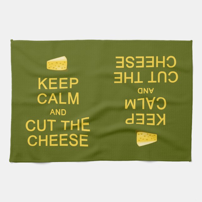 Keep Calm & Cut The Cheese custom kitchen towels (Horizontal)