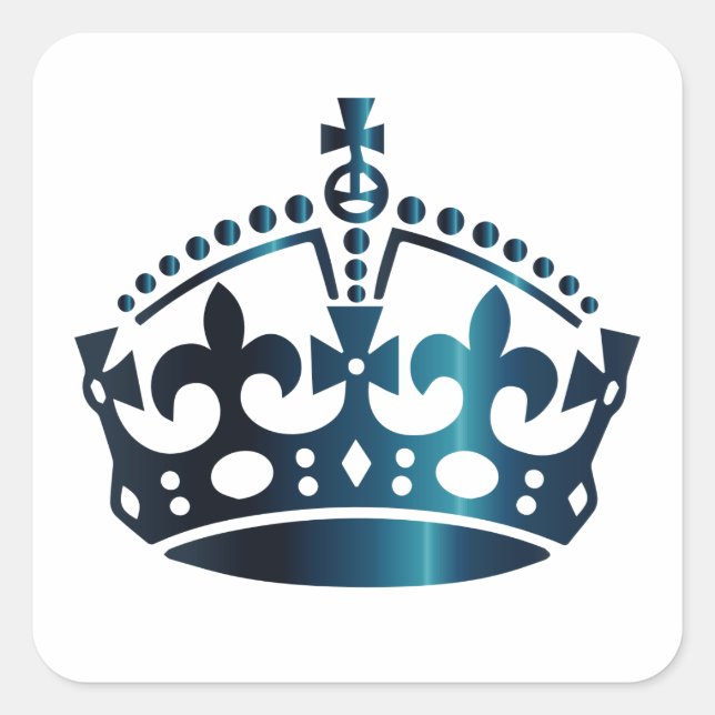 Keep Calm Dark Blue Crown - Change background Square Sticker (Front)
