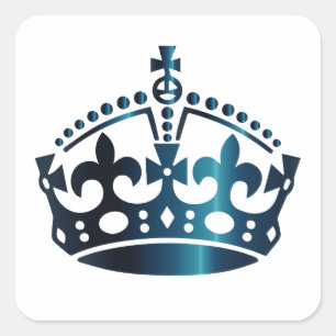 Keep Calm Dark Blue Crown - Change background Square Sticker
