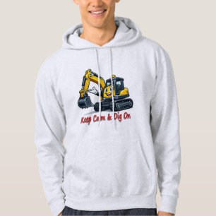 Keep Calm Dig On Cute Excavator Men's Hoodie