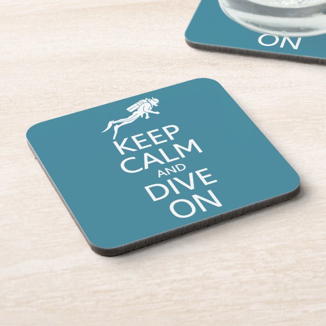 Keep Calm & Dive On custom colour coasters (Left Side)