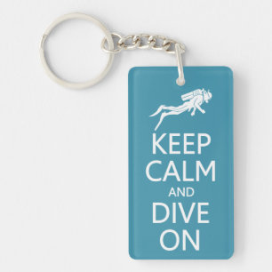 Keep Calm & Dive On custom colour key chain