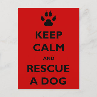 Keep calm dog rescue postcard