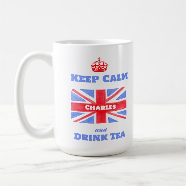 Keep Calm Drink Tea Union Jack British Flag  Coffee Mug (Left)