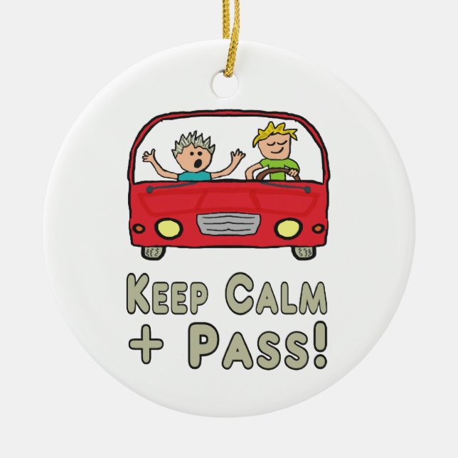 Keep Calm Driving Test Ceramic Tree Decoration (Front)