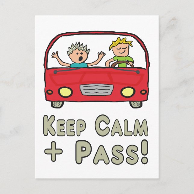 Keep Calm Driving Test Postcard (Front)