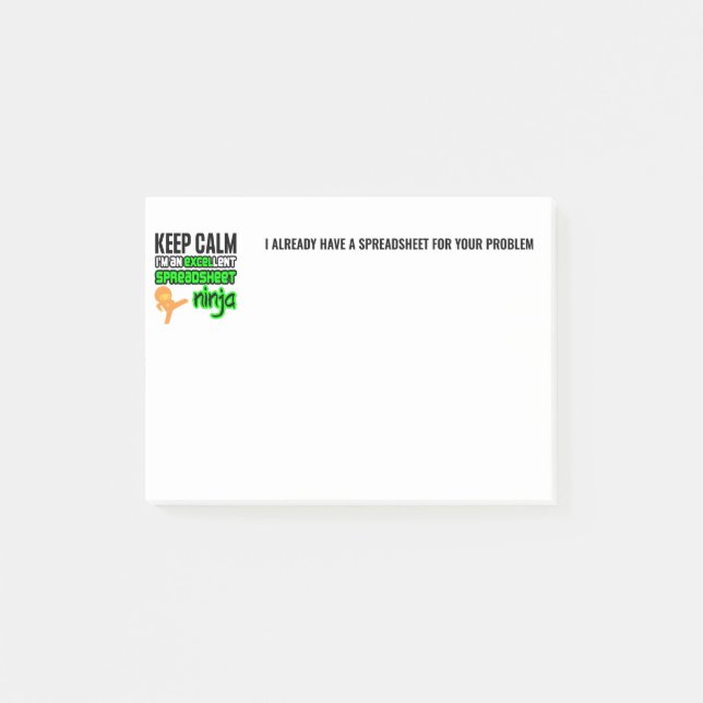 Keep Calm EXCELlent SPREADSHEET NINJA Post-it Notes (Front)