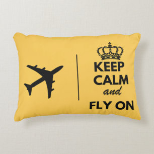 Keep Calm & Fly On, Funny, Simple Welcome  Decorative Cushion