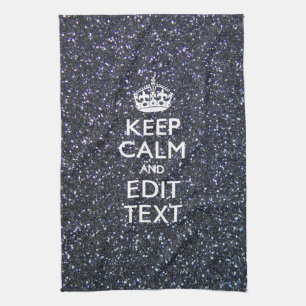 Keep Calm for Your Text on Midnight Style Tea Towel