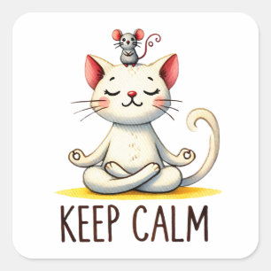 "Keep Calm" Funny Cat Lovers Square Sticker