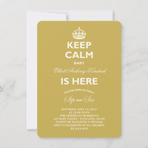 Keep Calm Funny Sip & See Baby Birth Announcement