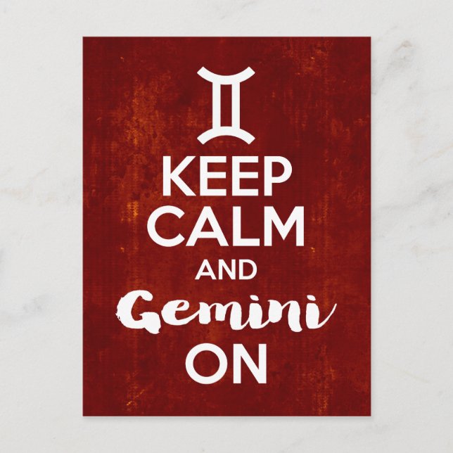 Keep Calm Gemini On Birthday Astrology Postcard (Front)