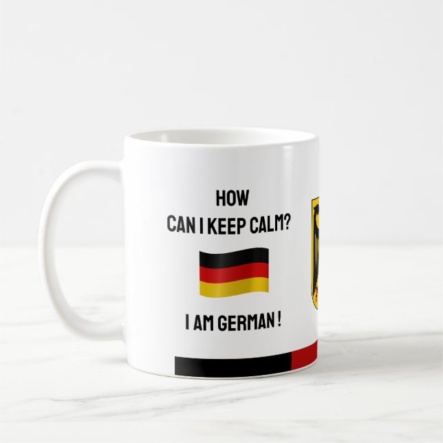 Keep Calm Germany & Funny Text, German Flag Coffee Mug (Left)
