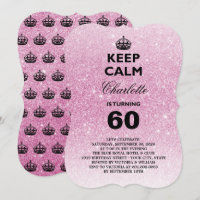 Keep Calm Glitter Milestone Birthday Party Invite