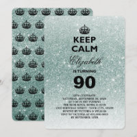 Keep Calm Glitter Milestone Birthday Party Invite