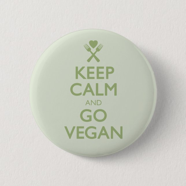 Keep Calm Go Vegan 6 Cm Round Badge (Front)