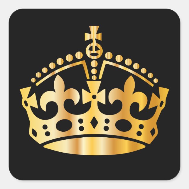 Keep Calm Gold Crown - Change background Square Sticker (Front)
