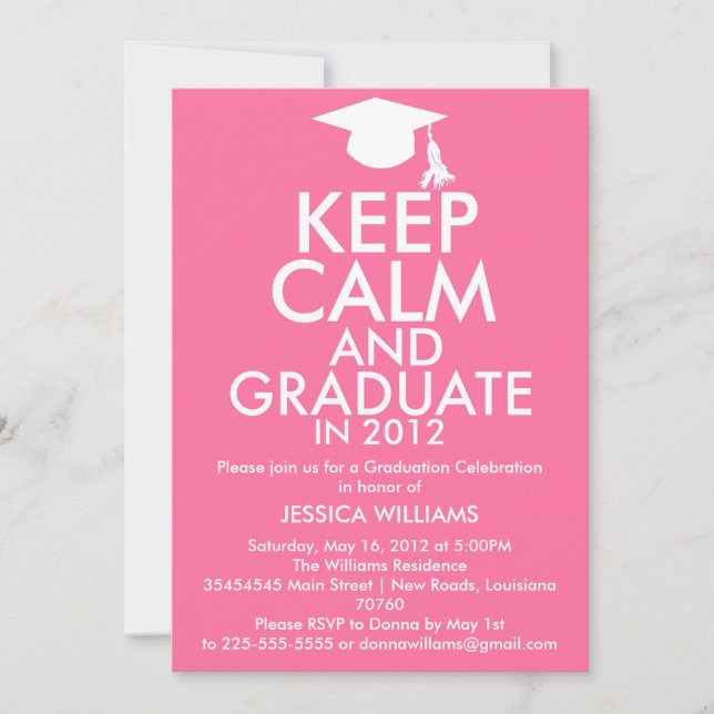 Keep Calm Graduation Invitation (Front)