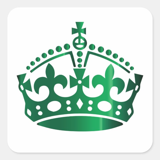 Keep Calm Green Crown - Change background Square Sticker (Front)