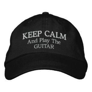 Keep Calm Guitar Music Embroidered Hat