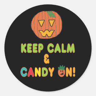 Keep Calm Halloween Candy Classic Round Sticker