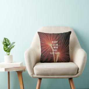 KEEP CALM i won THE LOTTERY Fireworks Cushion