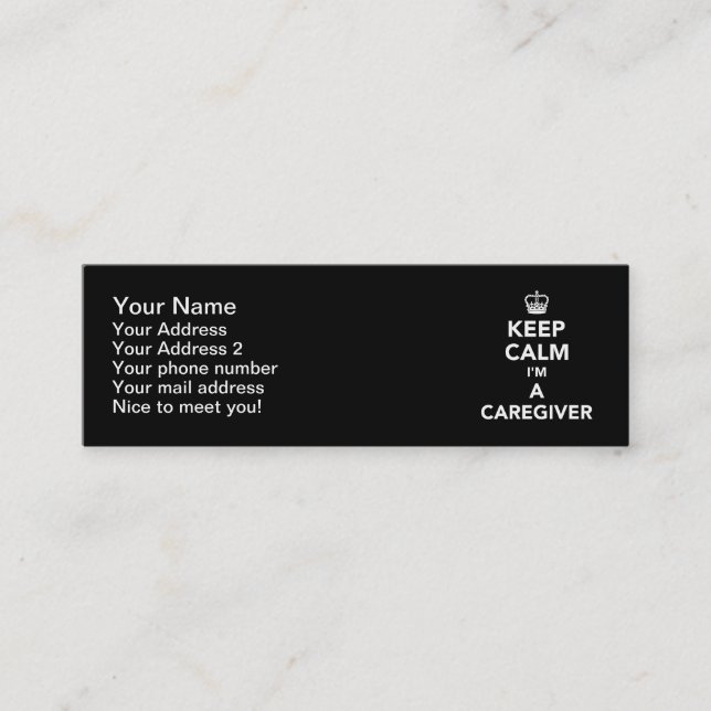Keep calm I'm a Caregiver Mini Business Card (Front)