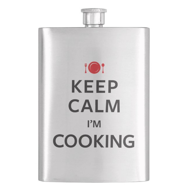 Keep Calm I'm Cooking Hip Flask (Front)