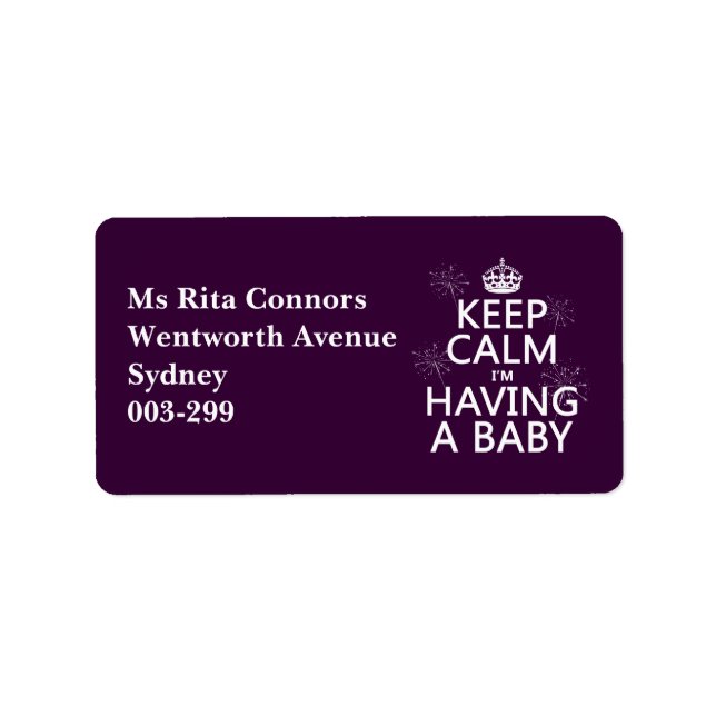 Keep Calm I'm Having A Baby (any colour) Label (Front)