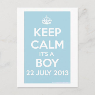 Keep Calm It's A Boy! Postcard