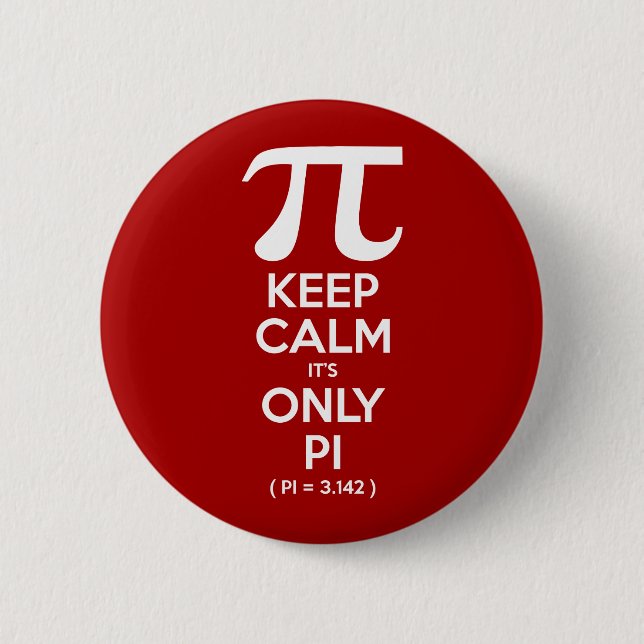 Keep Calm It's Only Pi (Pi = 3.142) 6 Cm Round Badge (Front)