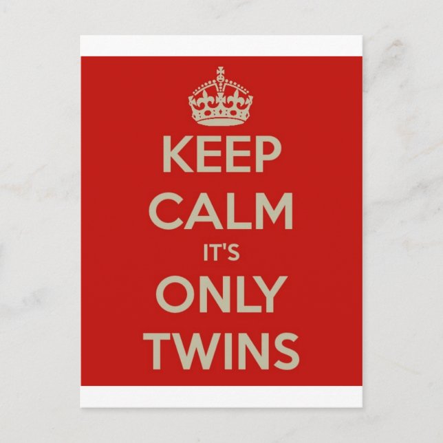 Keep Calm It's Only Twins Postcard (Front)