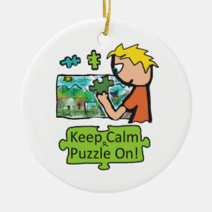Keep Calm Jigsaw Puzzle Ceramic Tree Decoration