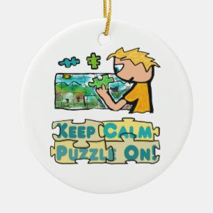 Keep Calm Jigsaw Puzzle Ceramic Tree Decoration
