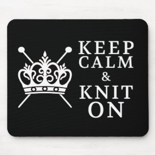Keep Calm Knit On Crafts {Dark} Mouse Pad