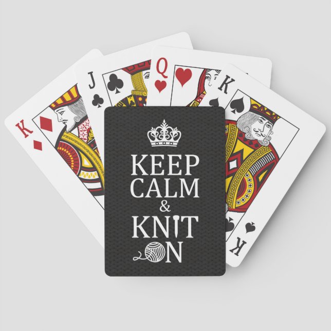 Keep Calm Knit On Crafts Dark Playing Cards (Back)