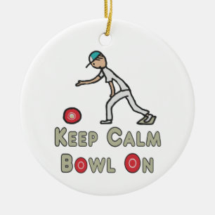 Keep Calm Lawn Bowls Ceramic Tree Decoration