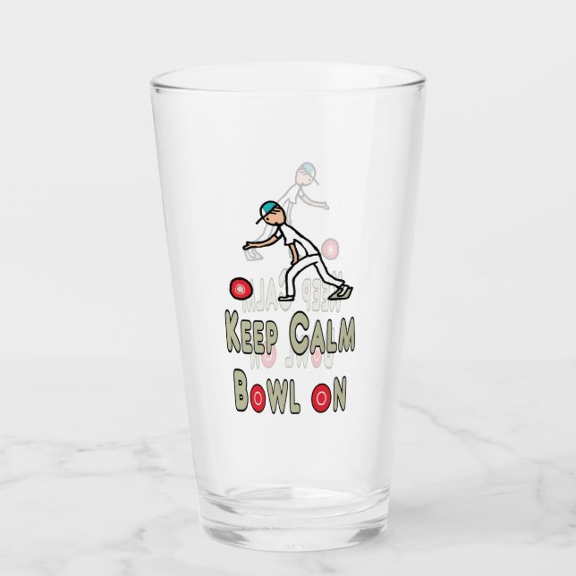 Keep Calm Lawn Bowls Glass (Front)