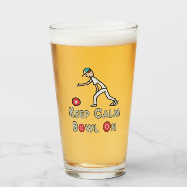Keep Calm Lawn Bowls Glass (Front Filled)