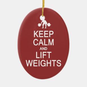 Keep Calm & Lift Weights custom colour ornament