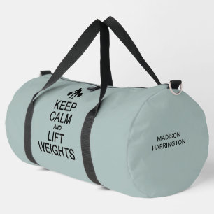 Keep Calm & Lift Weights custom name & colour Duffle Bag