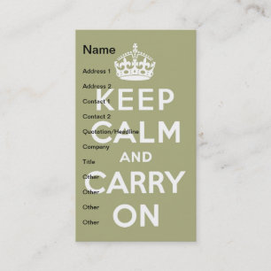 Keep Calm Light Green Business Card