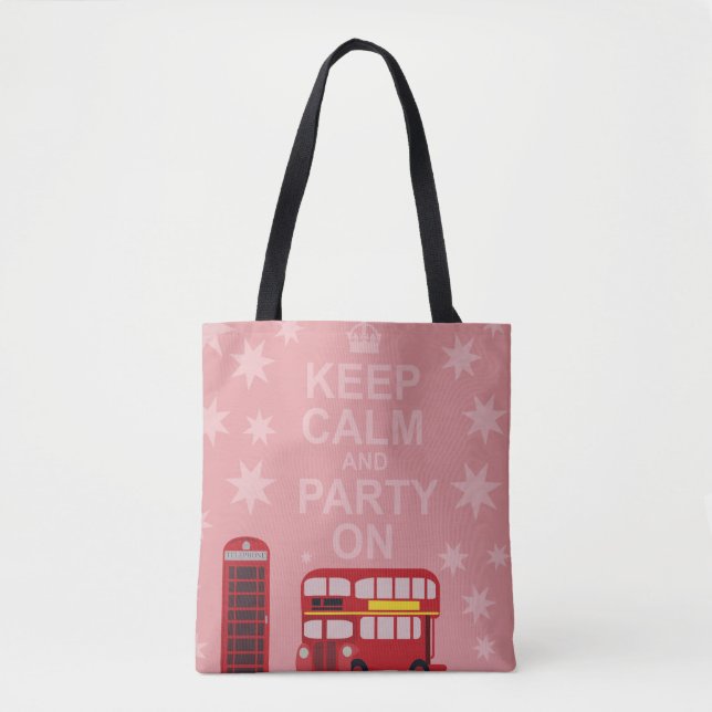 Keep Calm London Party On Fun Art Tote Bag (Front)