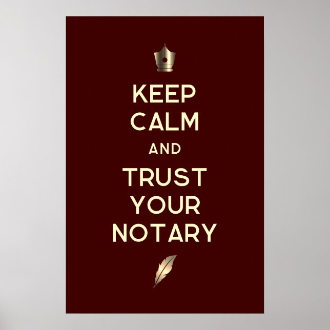 Keep calm notary quote text poster (Front)